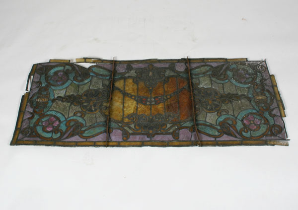 Appraisal: Antique Art Nouveau stained and leaded glass window composed of