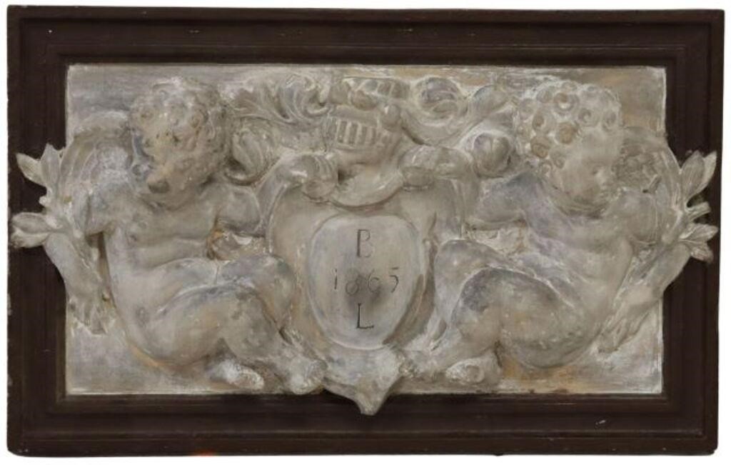 Appraisal: Architectural cast stoneware relief plaque Emile Muller French - Grande