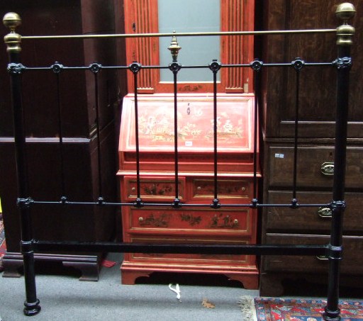 Appraisal: A black and brass double bed of Victorian design cm