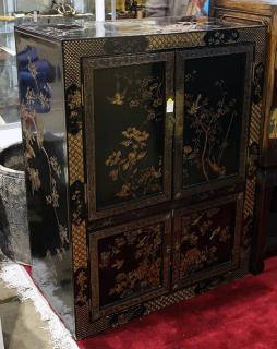 Appraisal: Chinese Gilt Lacquer Cabinet Bird Flower Chinese gilt lacquered cabinet