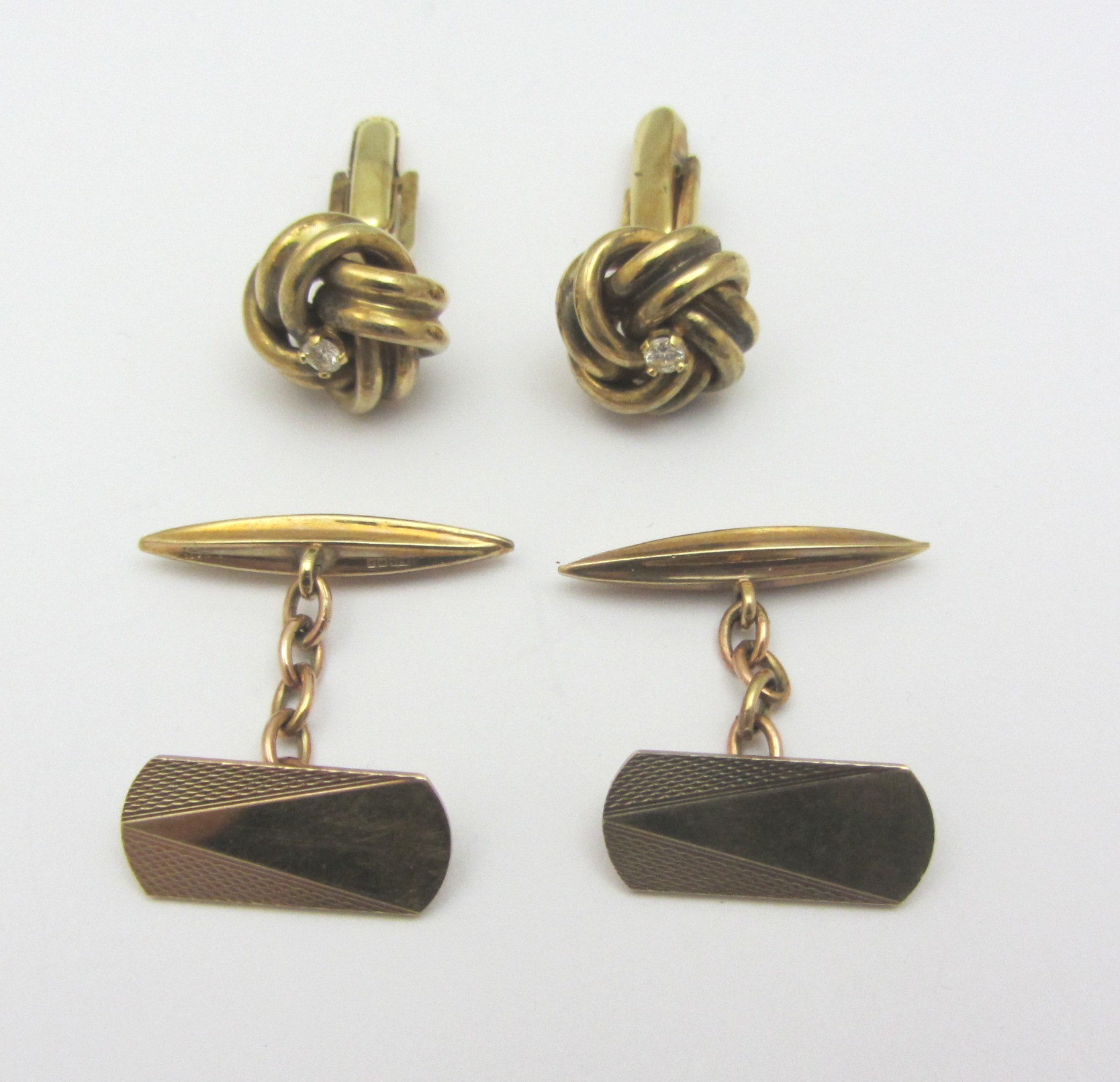 Appraisal: A pair of ct gold and diamond set dress cufflinks