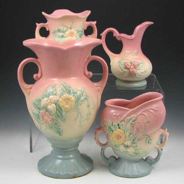 Appraisal: Hull Wildflower - Vases Pitcher Lot of four Wildflower pieces