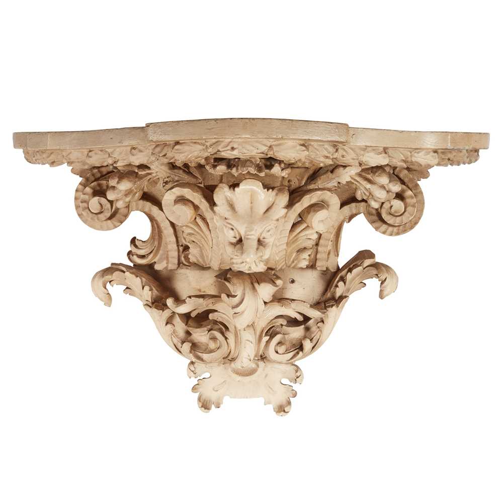 Appraisal: CONTINENTAL CARVED AND PAINTED LIMEWOOD WALL BRACKET TH CENTURY profusely