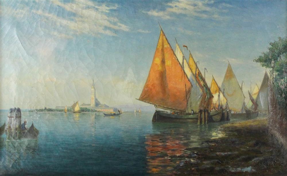 Appraisal: EVELYN MONTAGUE BICKNELL AMERICAN - VENETIAN HARBOUR Oil on canvas