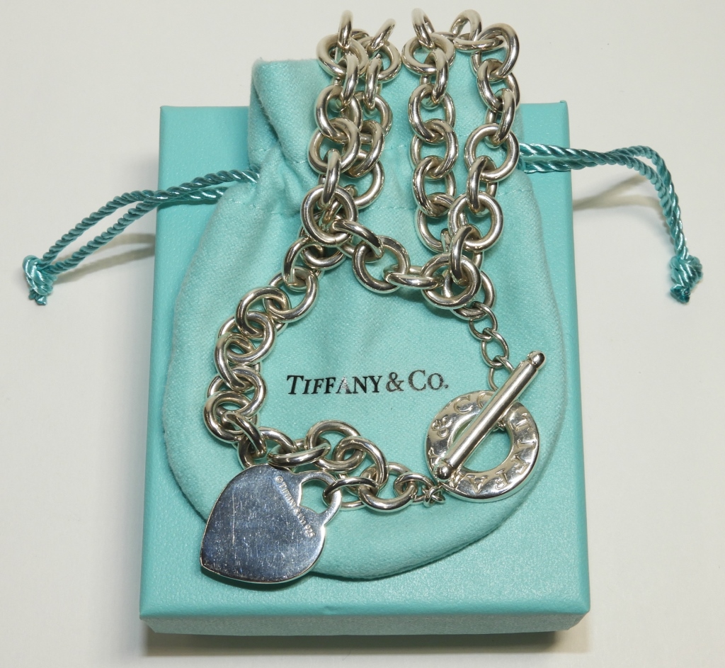 Appraisal: TIFFANY CO STERLING HEART TAG TOGGLE NECKLACE United States ContemporarySterling