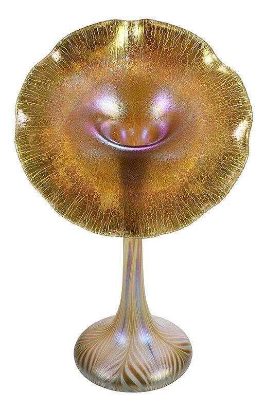 Appraisal: Quezal Jack in the Pulpit Art Glass Vase American early