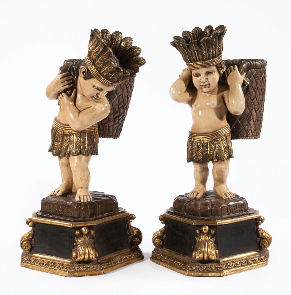 Appraisal: Pair of American Carved and Polychromed Cigar Store Figures early