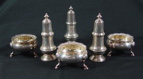 Appraisal: Group of Three English Sterling Footed Round Salts Hallmarked monogrammed