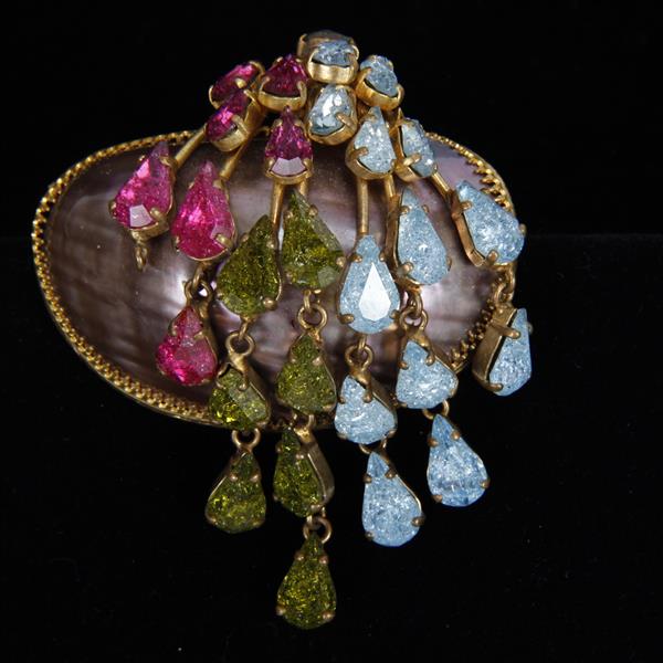 Appraisal: Countess CIS Zoltowska Jeweled Shell Brooch Pin H