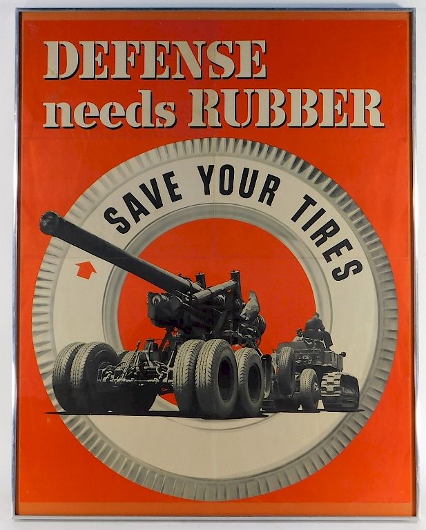 Appraisal: WWll Homefront Defense Needs Rubber Poster United States Circa DEFENSE