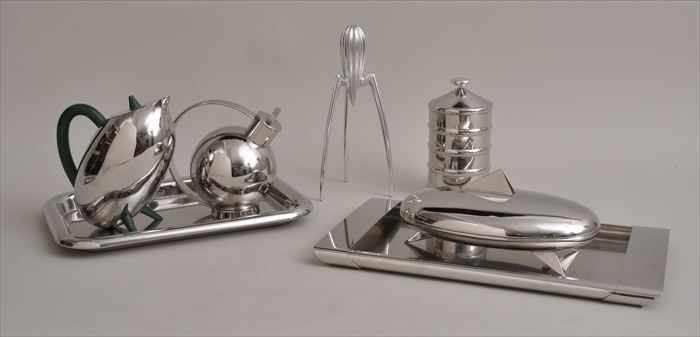 Appraisal: PHILIPPE STARCK FOR ALESSI CHROME-PLATED LEMON SQUEEZER Together with six