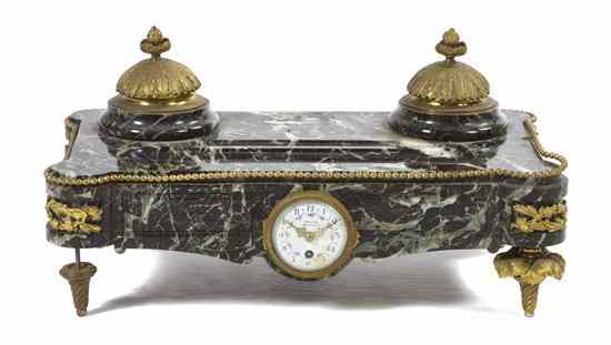 Appraisal: A Louis XVI Style Gilt Bronze and Marble Encrier Oubin