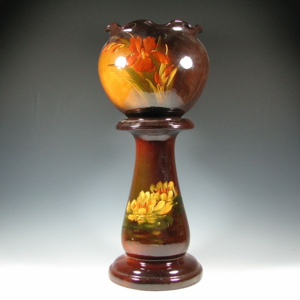 Appraisal: Standard glaze jardiniere and pedestal While not a match this