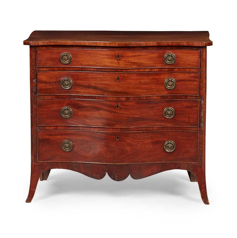 Appraisal: LATE GEORGE III MAHOGANY SERPENTINE CHEST OF DRAWERS LATE TH