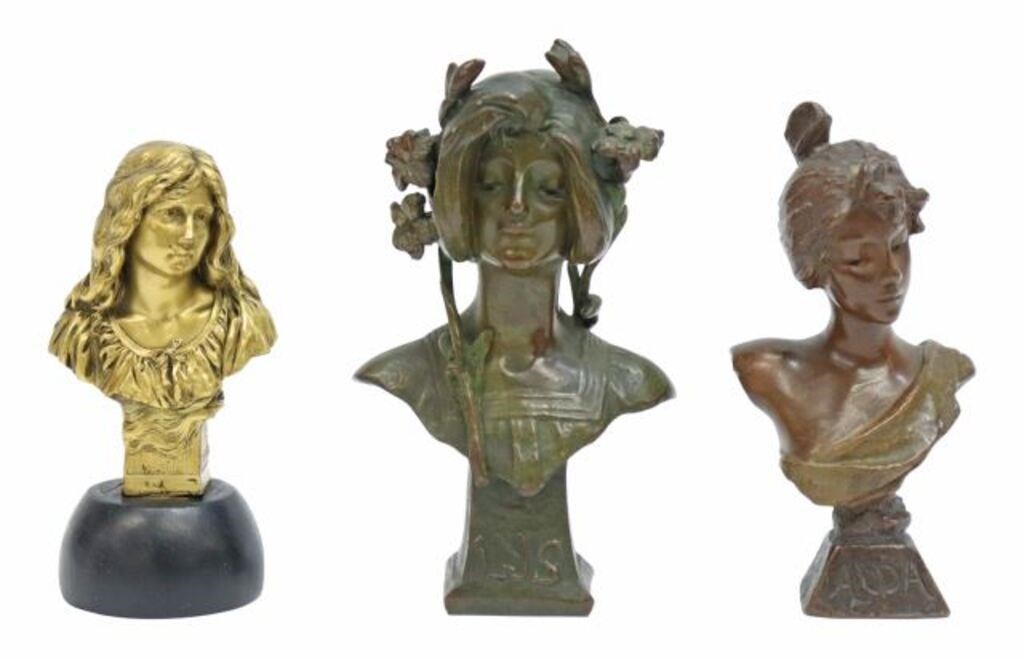 Appraisal: lot of Bronze sculptures Portrait Busts including patinated bronze Lys