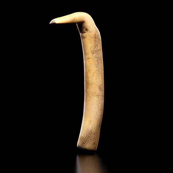 Appraisal: Plains Decorated Elk Antler Flesher traditional shape and decorated with