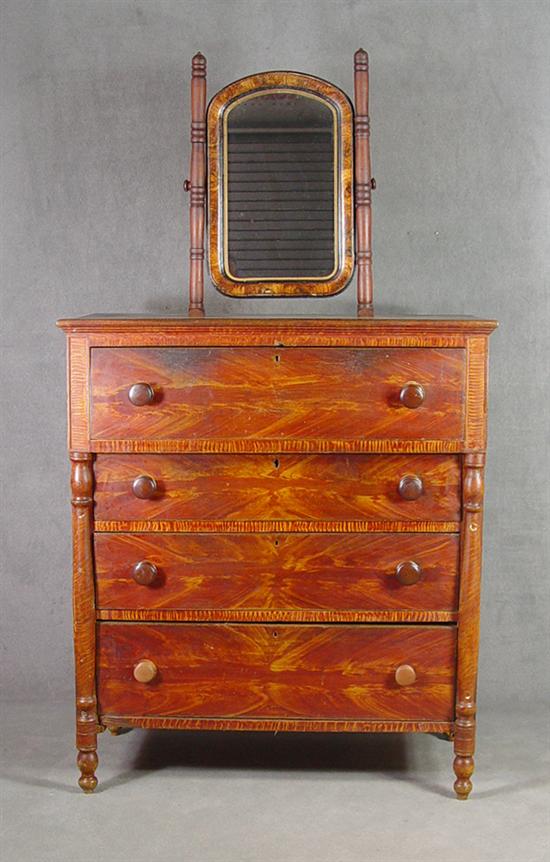 Appraisal: Paint Decorated Empire Chest of Drawers Circa Grain painted mirror