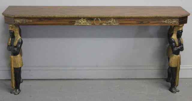 Appraisal: Egyptian Revival Style Console Table A beautiful rosewood top with