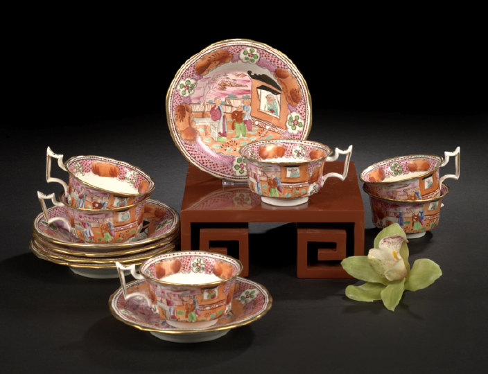 Appraisal: Set of Twelve Staffordshire Porcelain Tea Items first quarter th