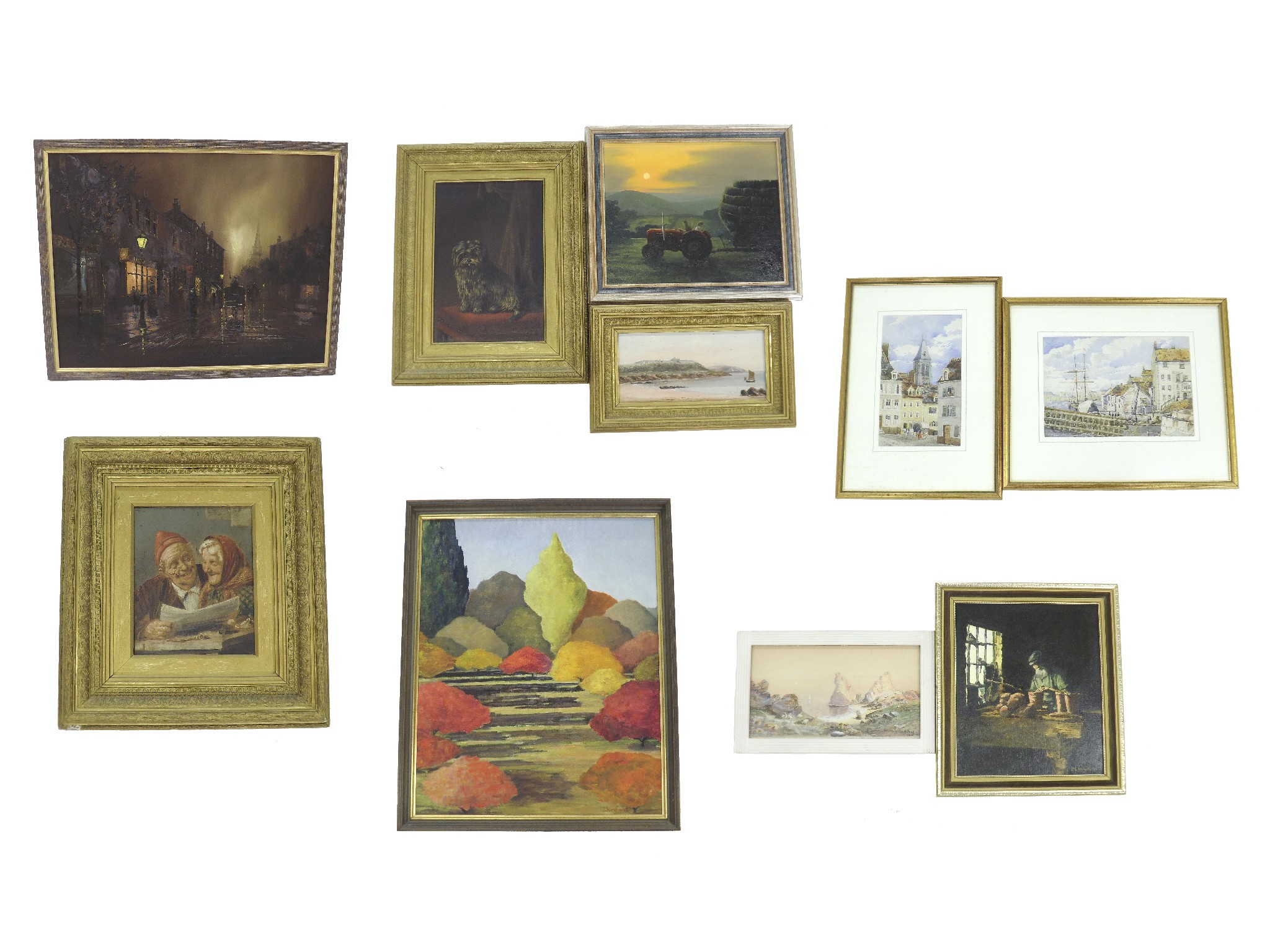 Appraisal: Collection of six various antique and later oil paintings together