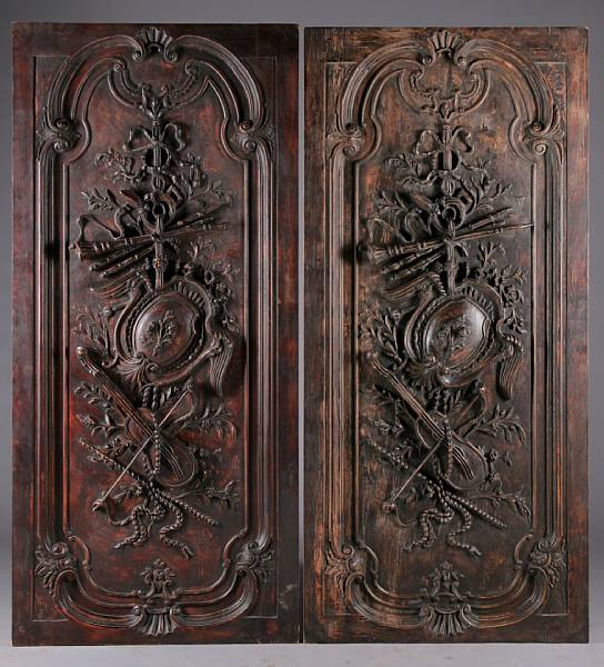 Appraisal: A pair of Louis XVI style carved wood doors Each