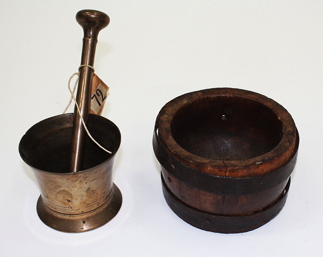 Appraisal: AN ANTIQUE BRONZE PESTLE AND MORTAR cm diameter together with