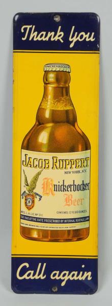 Appraisal: Knickerbocker Beer s Tin Door Push Only a few small