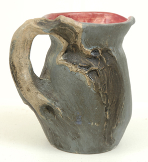 Appraisal: PHILIPPA JAMES Victoria circa Cylindrical flared earthenware branch handled jug