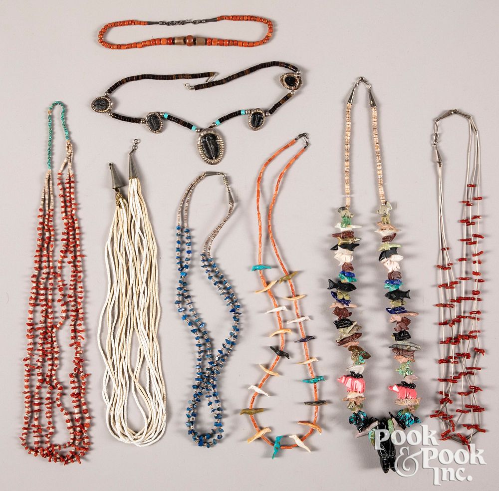 Appraisal: Eight Native American Indian necklaces Eight Native American Indian necklaces