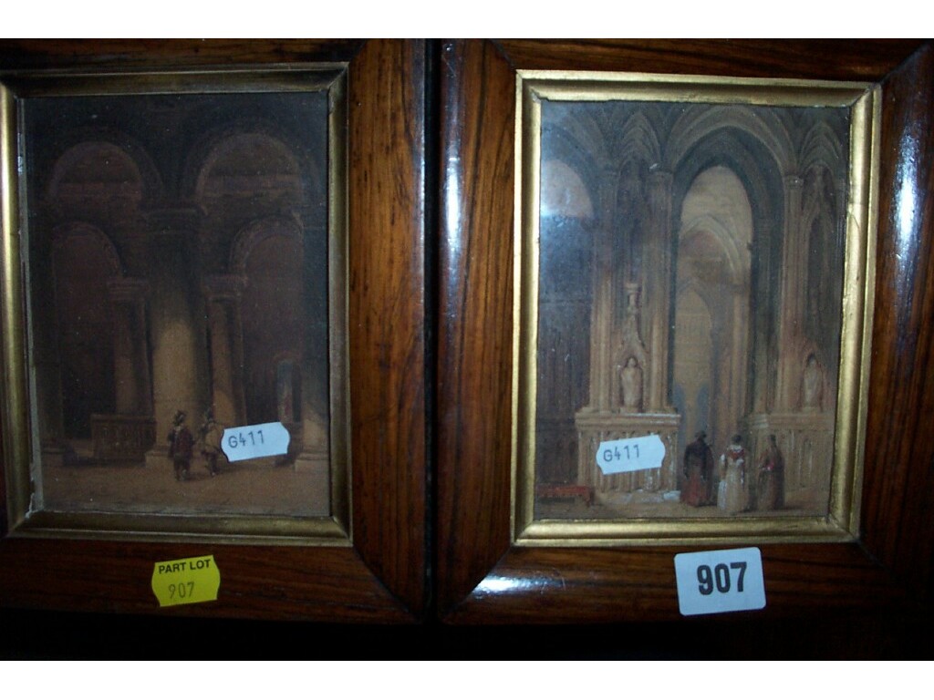 Appraisal: A pair of early th century watercolours of cathedral interiors