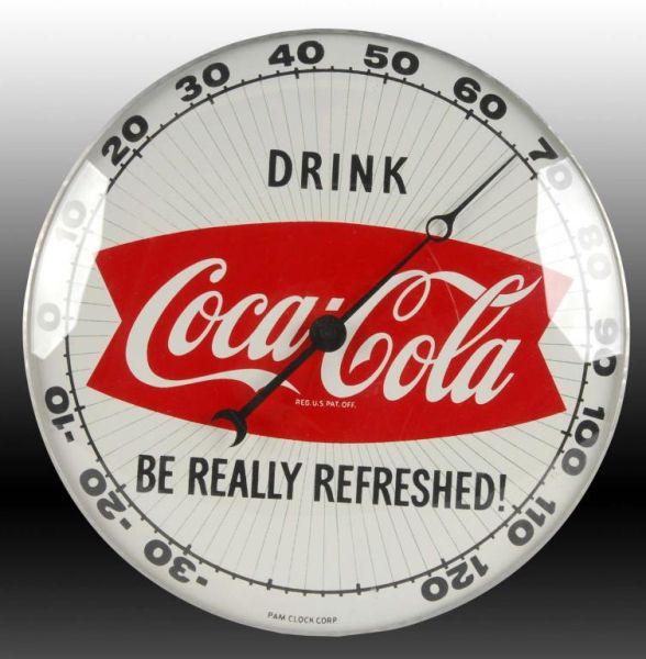 Appraisal: Coca-Cola Pam Thermometer Description Circa s Glass front dial thermometer