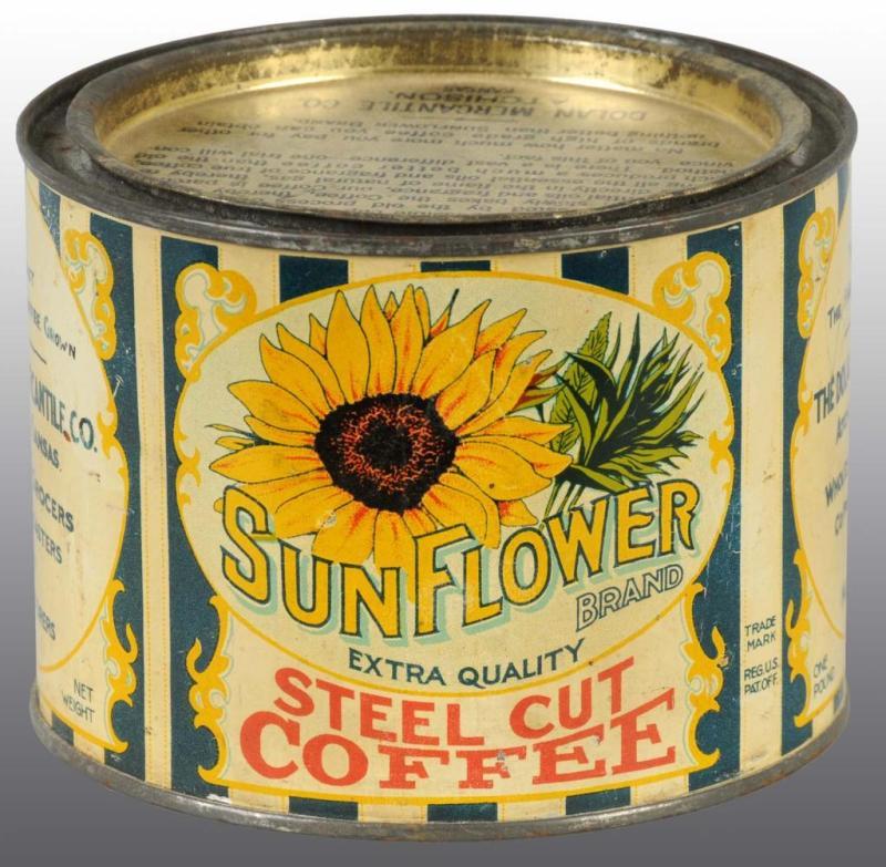 Appraisal: Sunflower Steel Cut Coffee Tin Description Manufactured by the Dulland