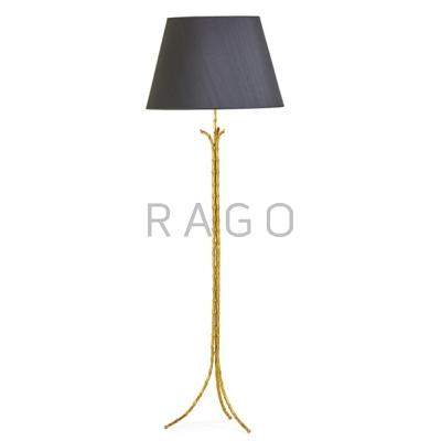 Appraisal: MAISON BAGUES Floor lamp France s Gilt bronze paper shade