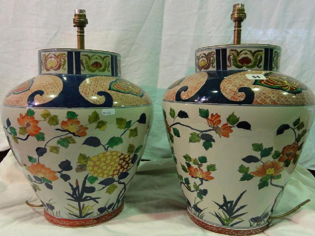 Appraisal: A pair of substantial oriental lamp bases in the Imari