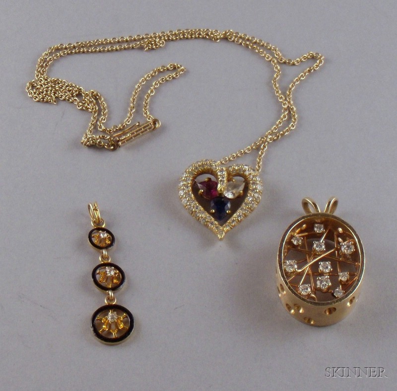 Appraisal: Three Pieces of Gold and Gemstone Jewelry including a kt