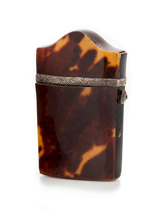 Appraisal: A Victorian Silver Mounted Tortoise Shell Scent Bottle Caddy Height