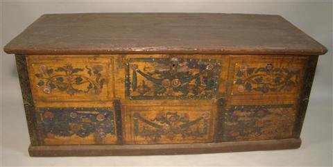 Appraisal: TRANSYLVANIAN PAINTED IMMIGRANT PEASANT CHEST Mid th century the hinged