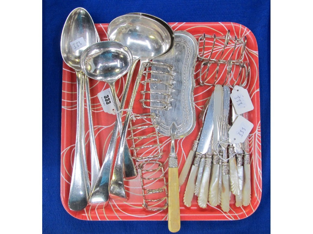 Appraisal: Tray lot of EP - tablespoons ladles toastracks fruit cutlery