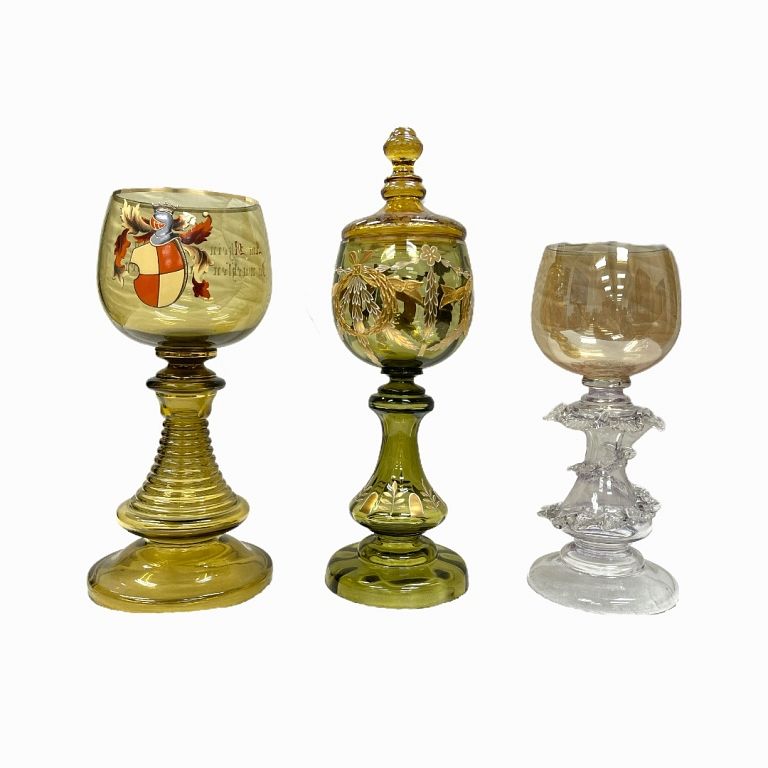 Appraisal: Set of Assorted Glass Vessels Goblet shaped tall glass vessels