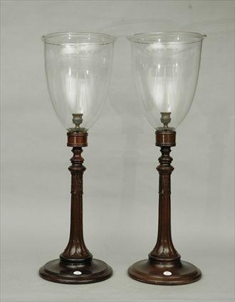 Appraisal: Pair of Mahogany Turned Candlesticks