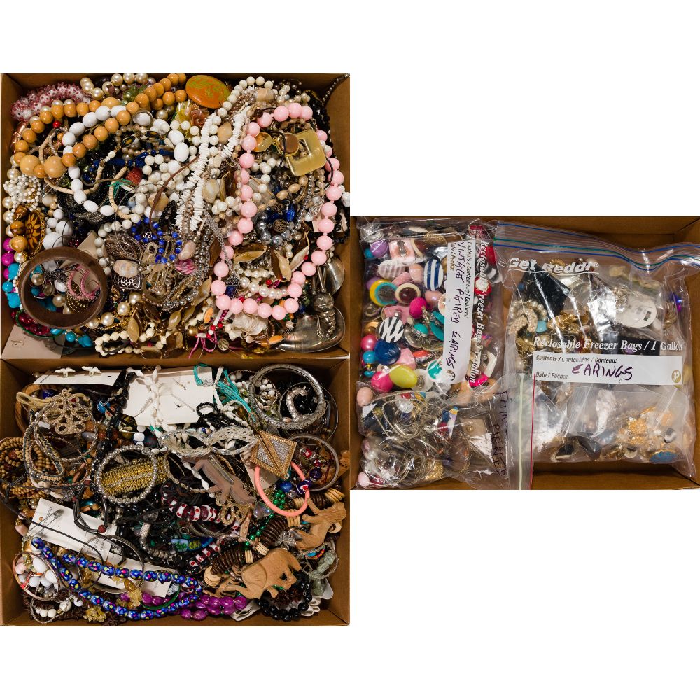 Appraisal: COSTUME JEWELRY ASSORTMENTApproximately pounds of earrings bracelets and necklaces including