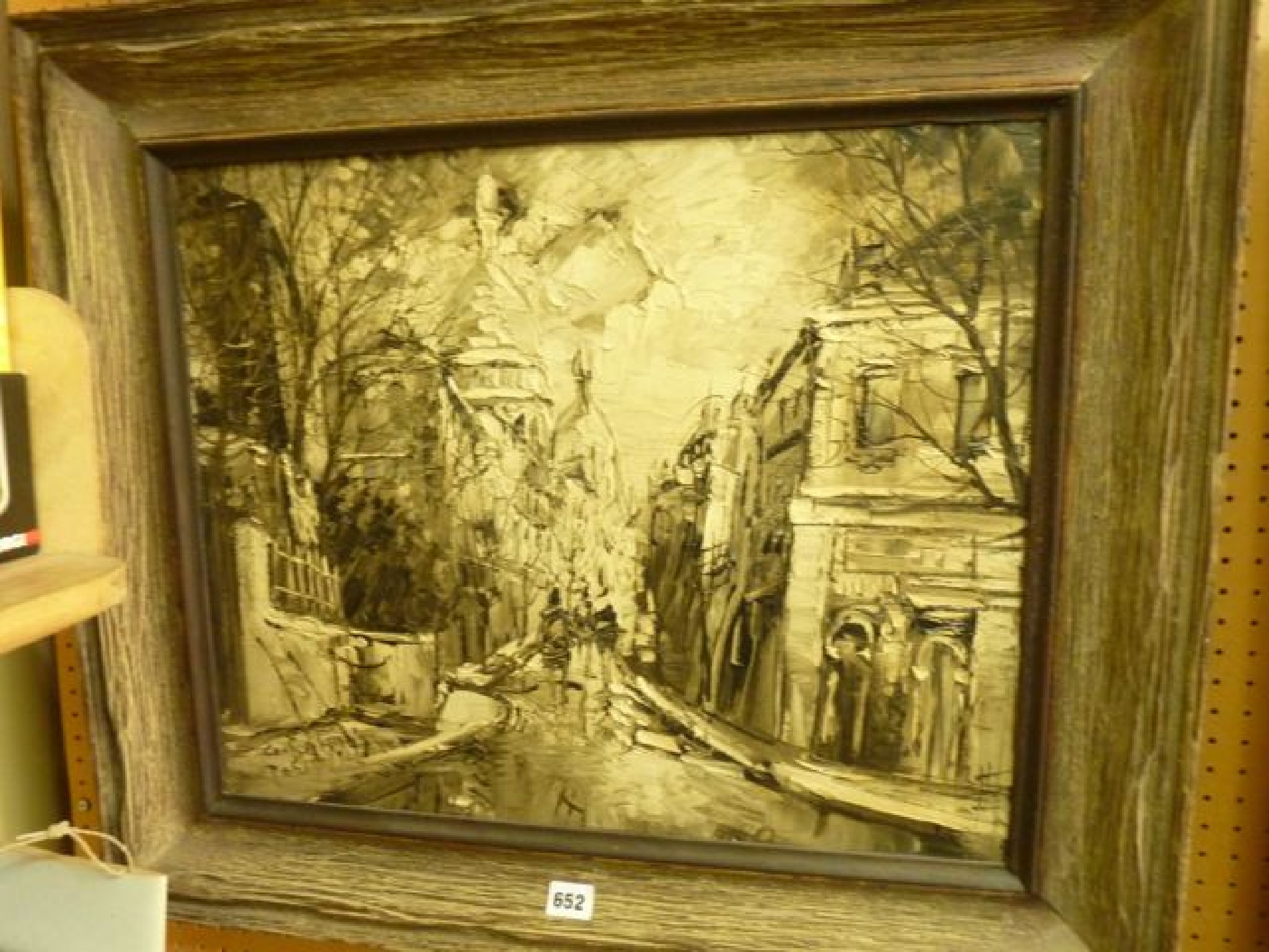 Appraisal: An oil painting on canvas painted en grisaille and showing