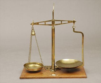 Appraisal: English Brass Balance Scale Bartlett and Son Ltd With five