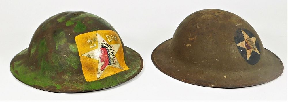 Appraisal: Two WWI nd Division Painted Helmets United States C -