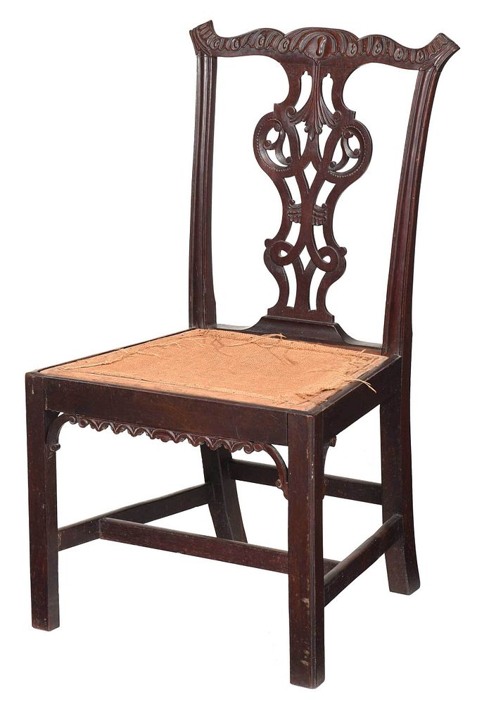 Appraisal: Chinese Chippendale Carved Mahogany Side Chair probably British th century