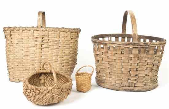 Appraisal: A Collection of Nine Baskets including hickory and other examples