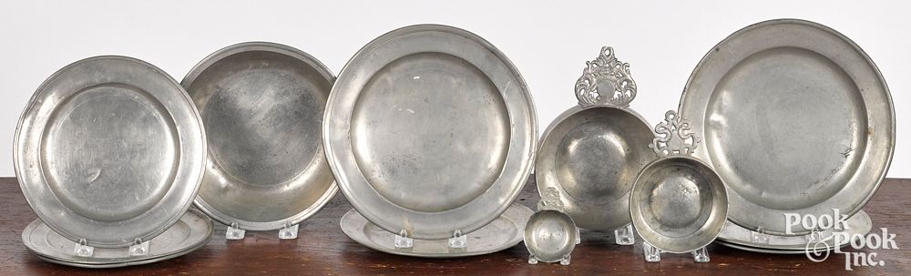 Appraisal: American pewter American pewter th th c to include eight