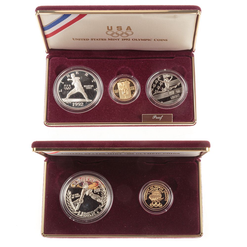 Appraisal: Olympic Coin Sets with Gold coin proof set with silver