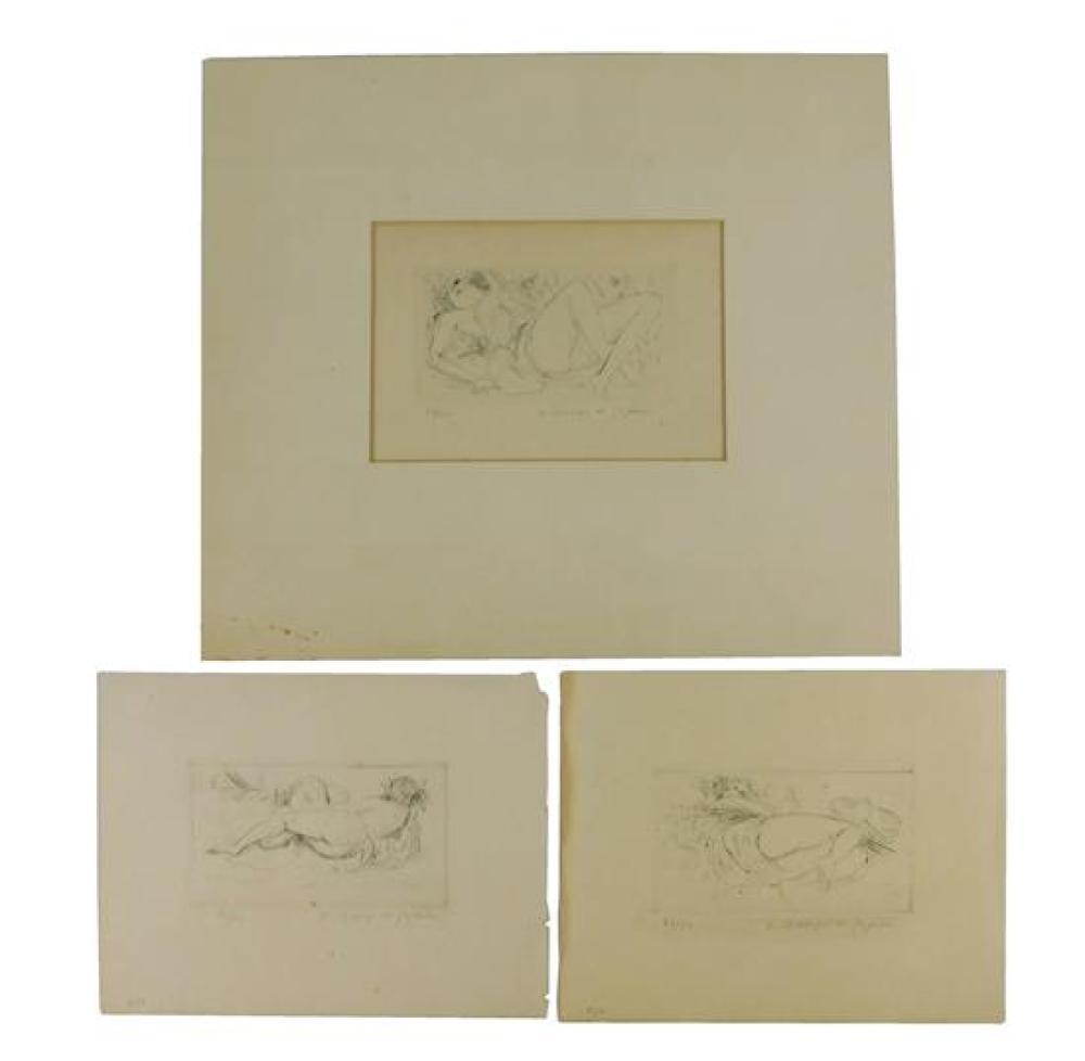 Appraisal: Andre Dunoyer de Segonzac France - three signed etchings of