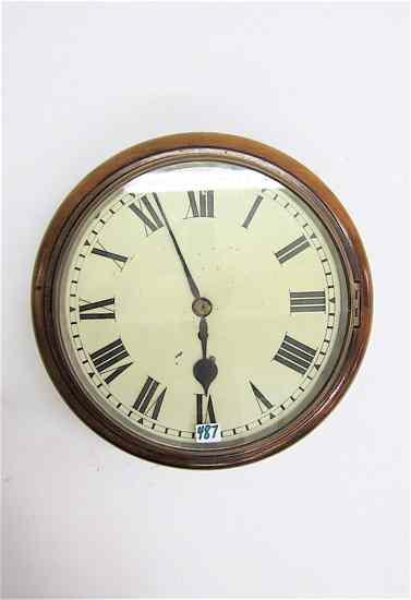 Appraisal: ROUND VICTORIAN MAHOGANY GALLERY WALL CLOCK English late th century